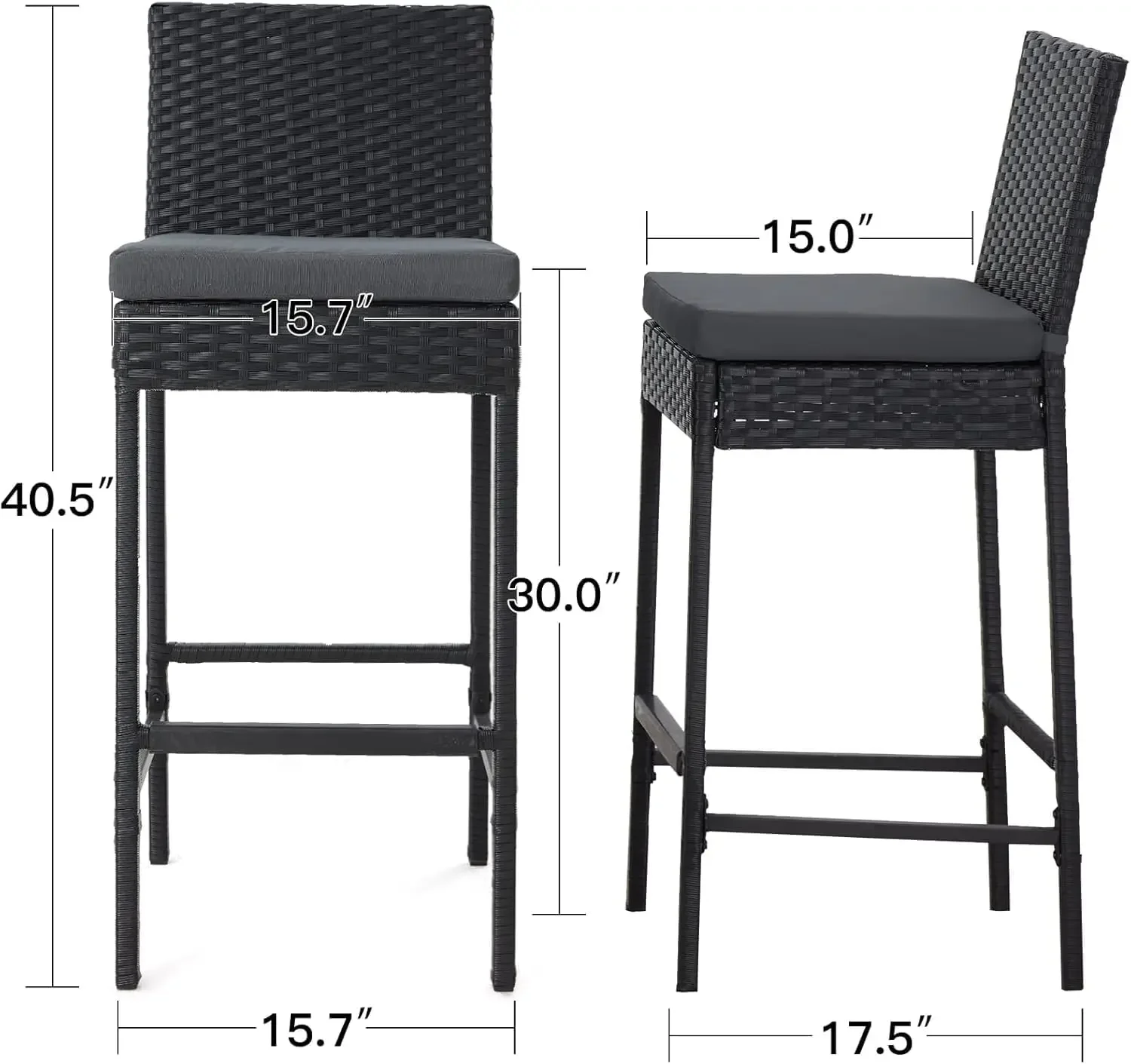 [عرض لفترة محدودة، اشترِ الآن! ]مقاعد بار خارجية، ومقاعد فناء منسوجة من الخيزران وكراسي بار للفناء مع وسادة مقعد وأقدام مريحة