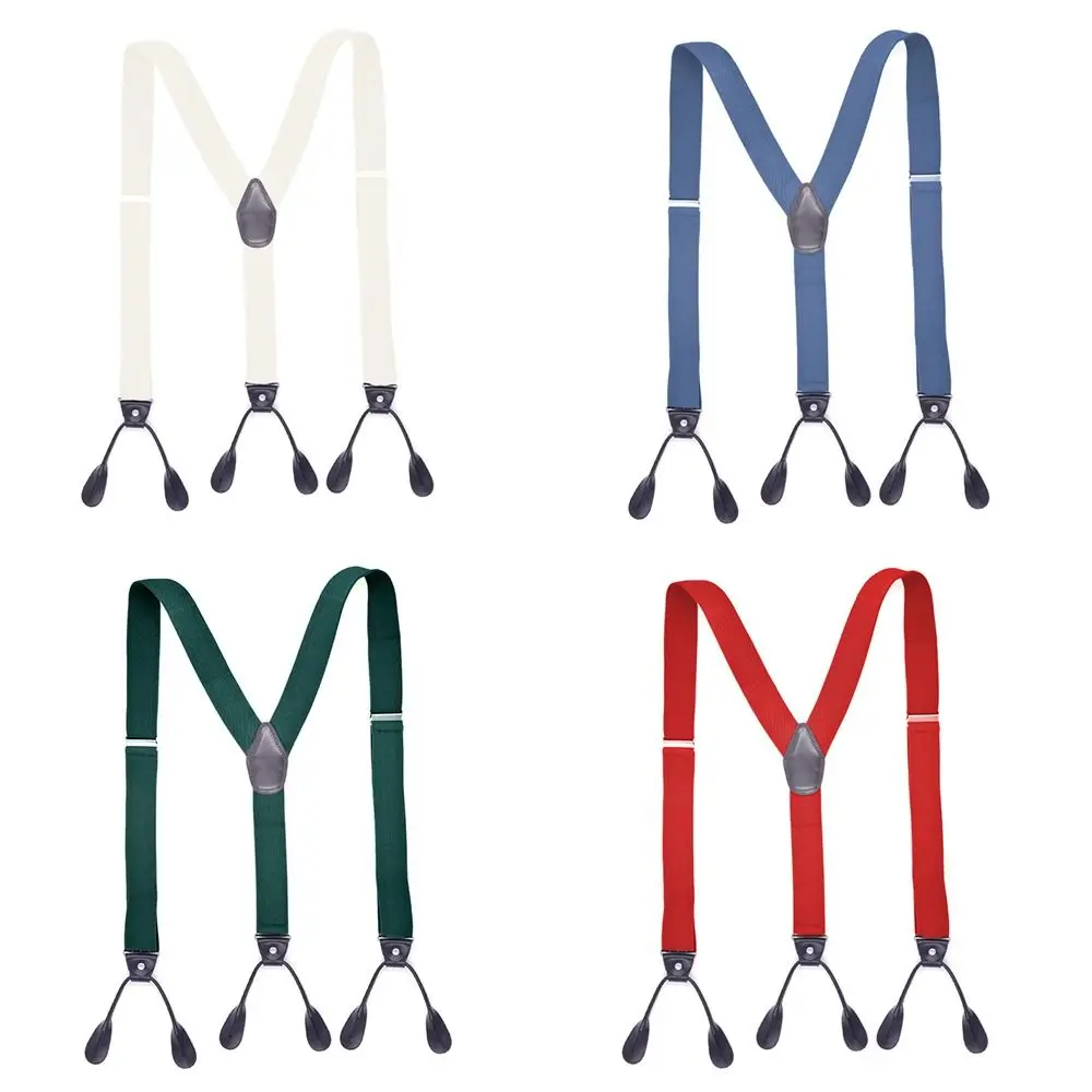 Men Women Trimmed Button End Vintage Y Shape Trouser Straps Belt Braces Suspenders Adjustable Strap Clip Elastic Braces