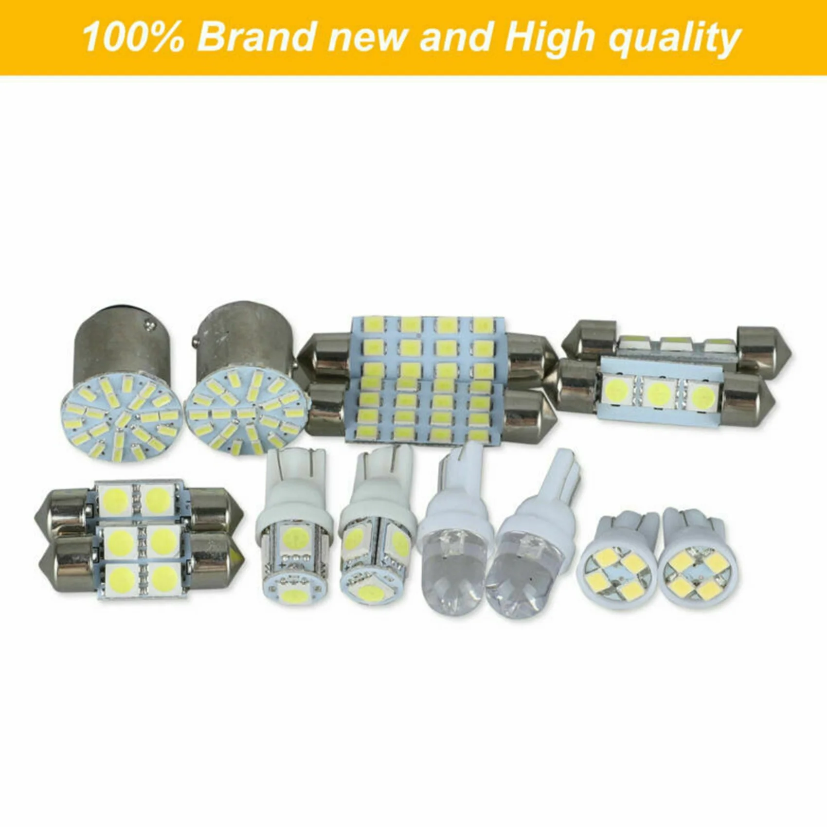 

A30M-2 Pcs Car LED SMD License Plate Light & 1 Set Assorted LED Car Interior Inside Light Dome Trunk Map License Plate Lamp