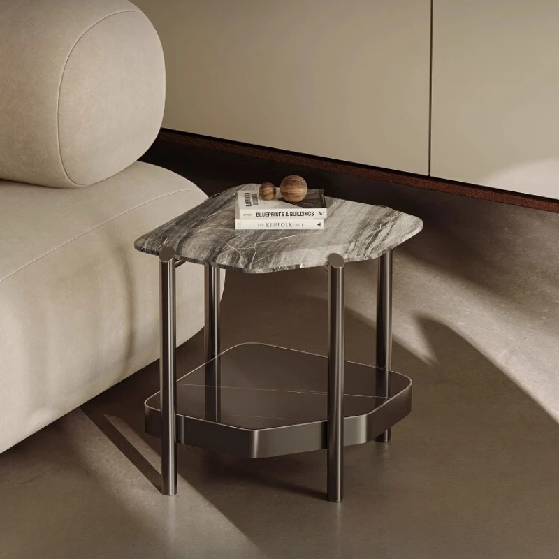 

Minimalist high-end imported marble side table, light luxury modern double-layer corner table