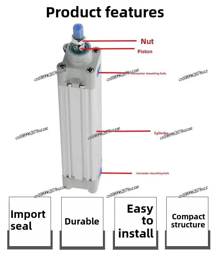 DNC Cylinder 40 50 63 80 100 125X50X100X200PPV-A Aluminum Alloy Standard Cylinder Accessories