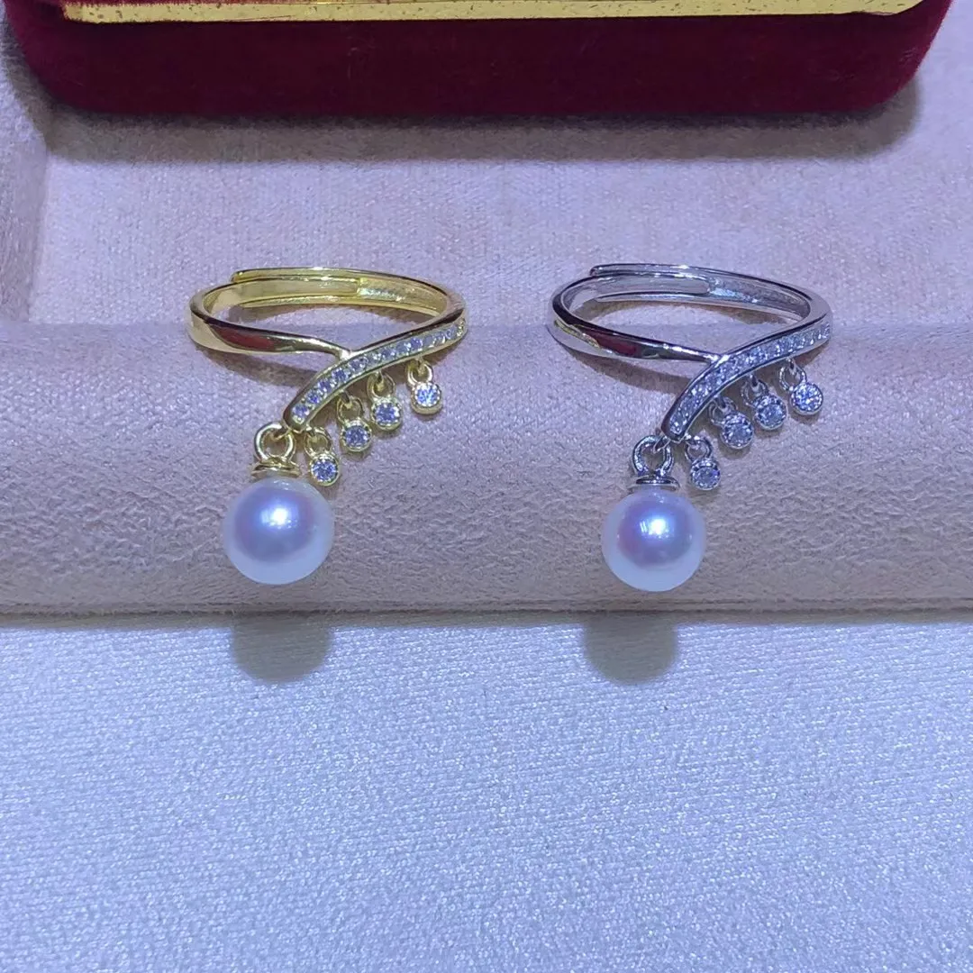 

Регулируемое кольцо из стерлингового серебра S925, фурнитура, крепления, аксессуары, детали, фитинги для жемчуга 7-8 мм, 5 шт./лот