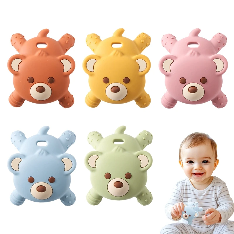 1PC Baby Food Grade Silicone Teether Toys BPA Free Silicone Bear Dental Teething Beads for Newborn Nursing Teething Toys Gift