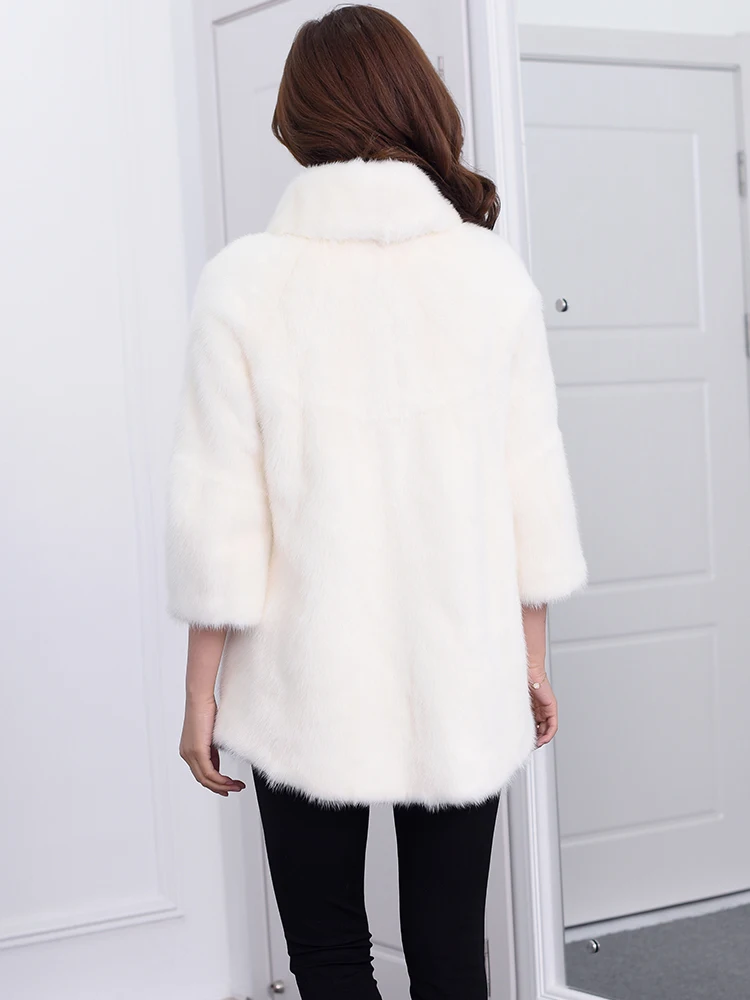 

long Imported mink coat women's section collar 2023 new turban fur coat suede jacket female MD7294