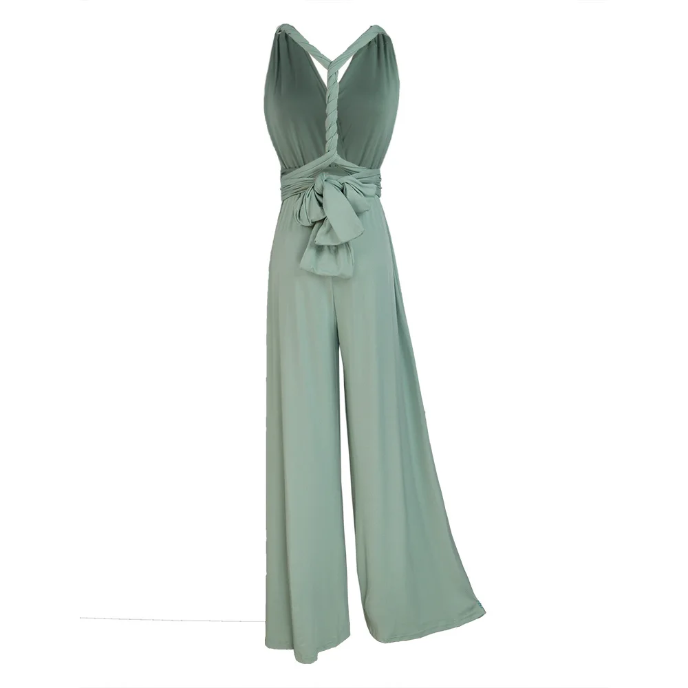 Nieuwe Premium Diy Sexy Vrouwen Multiway Wrap Cabriolet Boho Maxi Club Jumpsuits Bandage Lange Jumpsuits Wijde Pijpen Broek