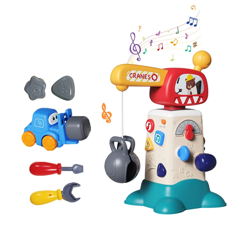 لعبة مركبة هندسية مع رافعة برج الضوء والموسيقى، نموذج بناء كلاسيكي، رافعة شوكية، لعبة سيارة للأولاد، مهارات حركية دقيقة، هدية عيد الميلاد #1