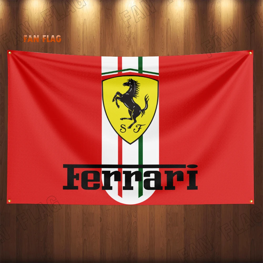 3x5 Ft Racing-F-Ferraris  Flag Polyester Digital Printing Banner Garage Wall Art Indoor Decoration with Brass Grommets