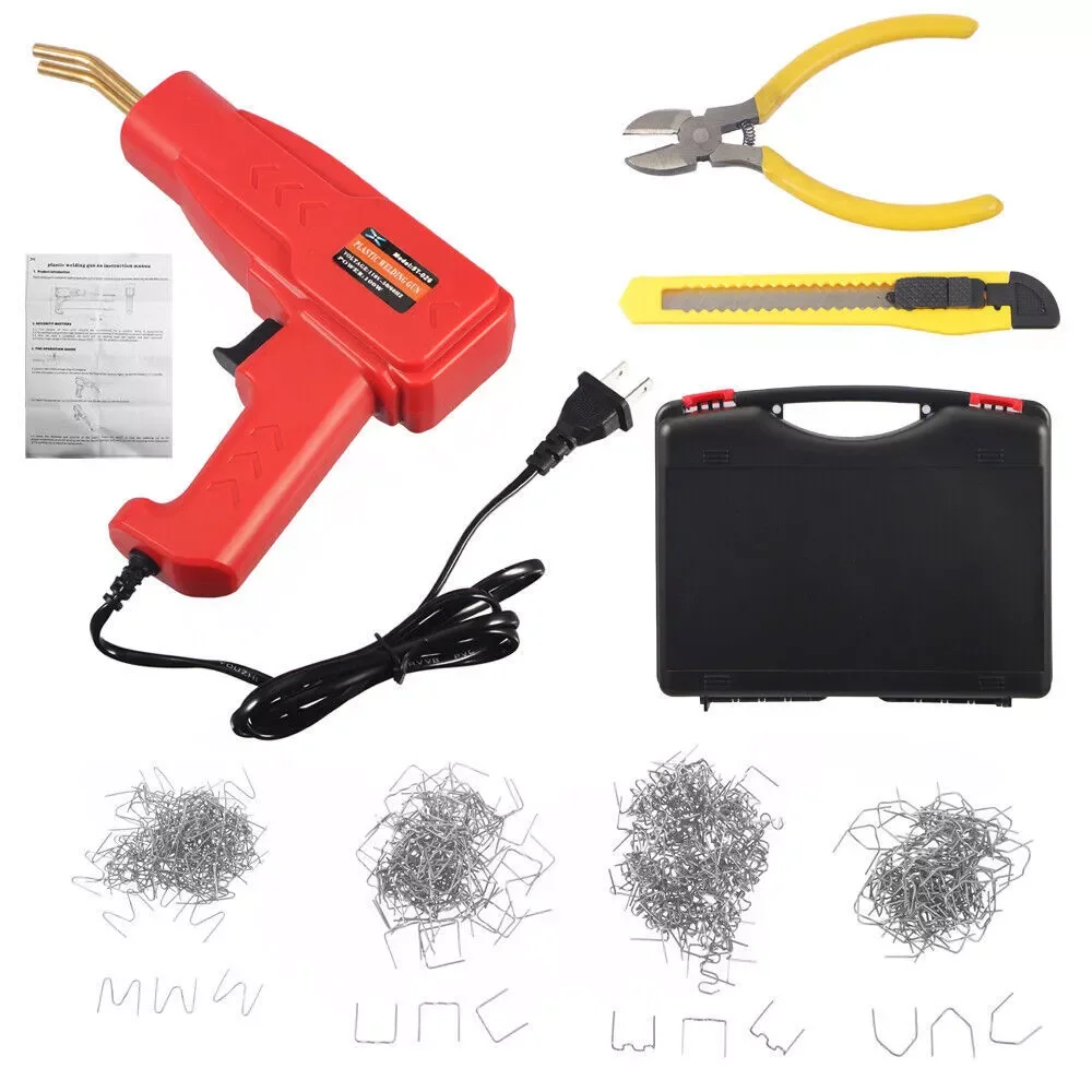 100W Plastic Welding Gun 600 Hot Staple Car Bumper Repair Plastic Welder Set