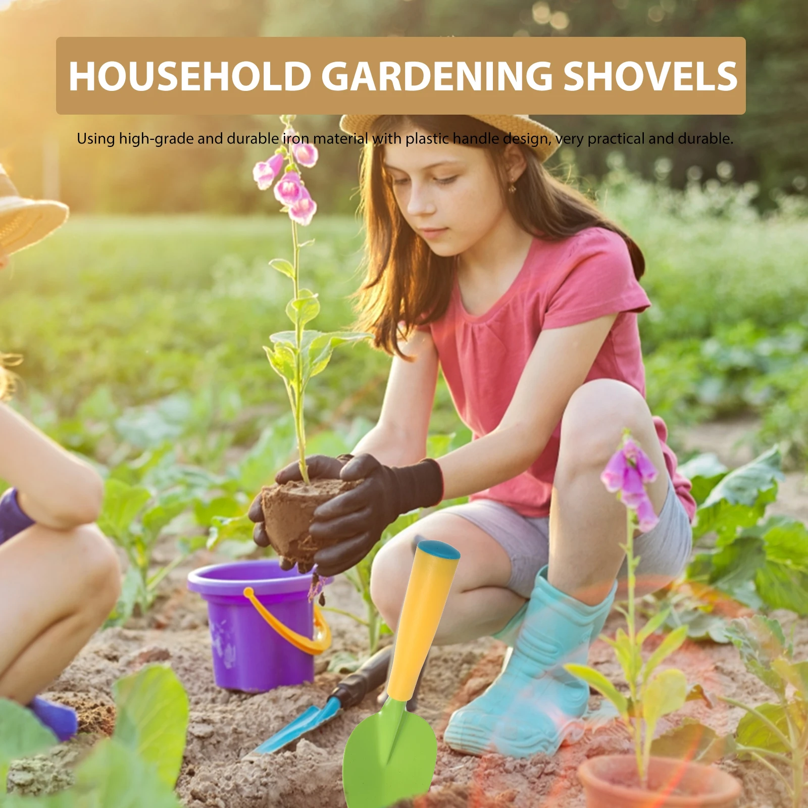 

1Set Kids Garden Tools Set Mini Shovels Gloves Watering Can Storage Bag Multi-Purpose Gardening Soil Loosening Kit