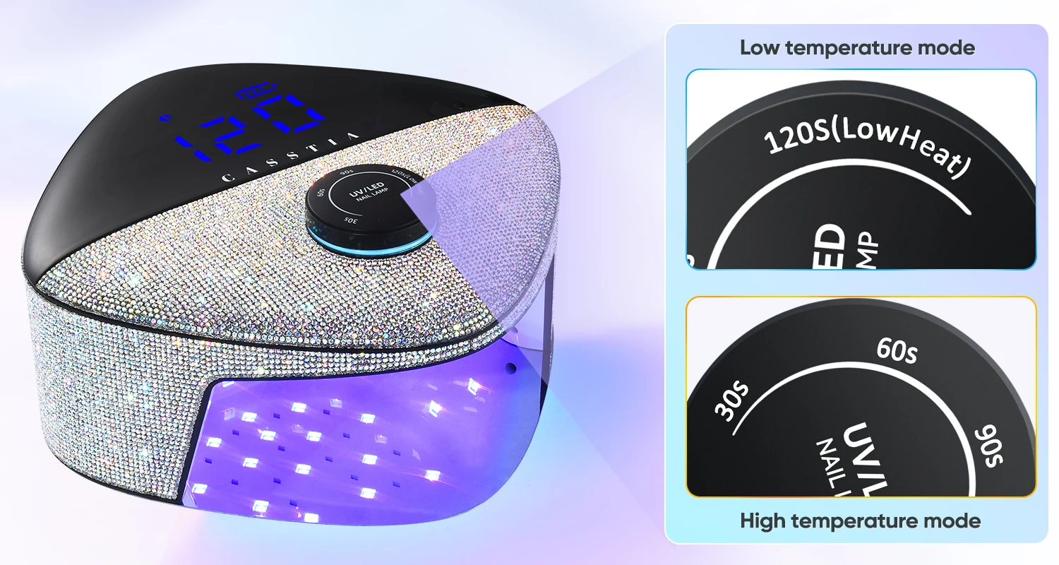 54 واط بلينغ بلينغ قابلة للشحن الأشعة فوق البنفسجية Led مسمار مصباح اللاسلكي منخفضة الحرارة مسمار مجفف علاج مصباح الأشعة فوق البنفسجية