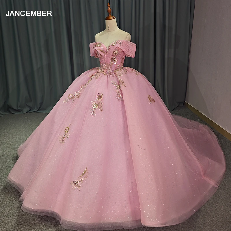 Vestido de baile de Quinceañera de manga corta con escote corazón rosa brillante, vestidos encantadores de quinceañera, apliques clásicos, 15 años, DY1202, 2024