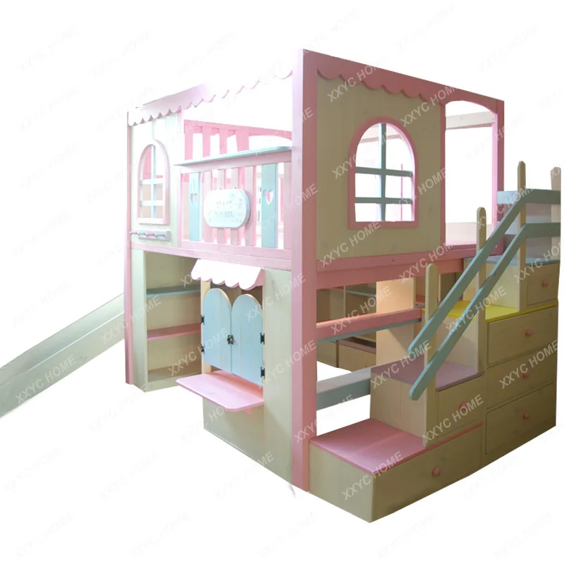 Children's Bed Korean Style Height-Adjustable Bed Girl up and down Bunk Bed Girl Boy Bunk Bed