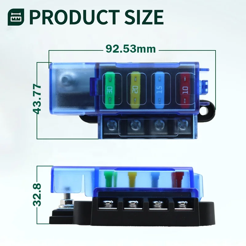 4 Way ATO ATC Automotive Blade Fuse Box Boat Marine 4 Circuit Fuse Block with Cover