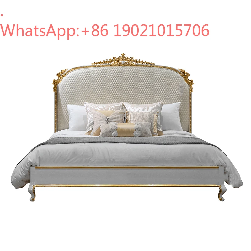 LXY solid wood carving flower villa master bedroom heavy industry carving shell parquet large double bed