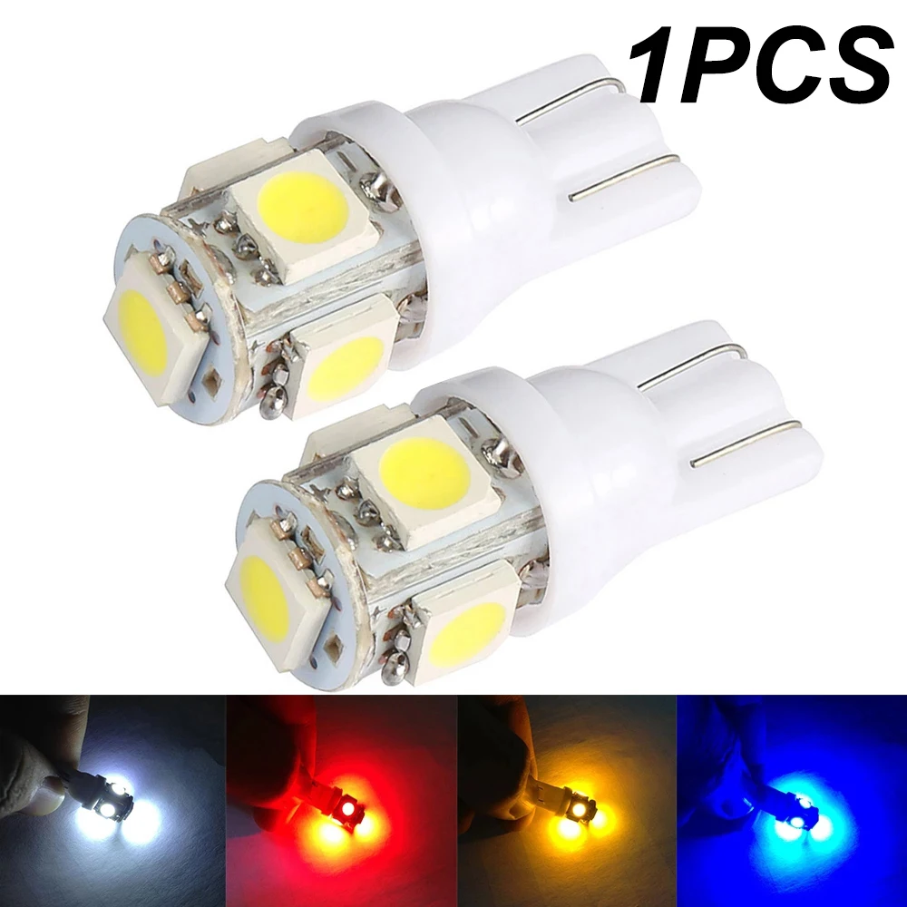 1PCS T10 Led Car Lights 5050 5smd Super White Red Yellow 194 168 W5W Led Parking Bulb Auto Wedge Clearance Read Lamp 12v