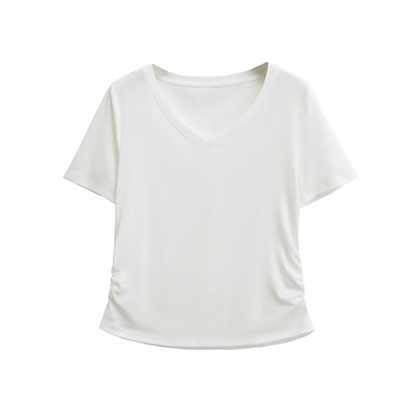 

Loose oulder V-Ne ort Sve T-irt Women's Summer Lazy Versatile Pure Color Street Sle Casual Simple Faion Top