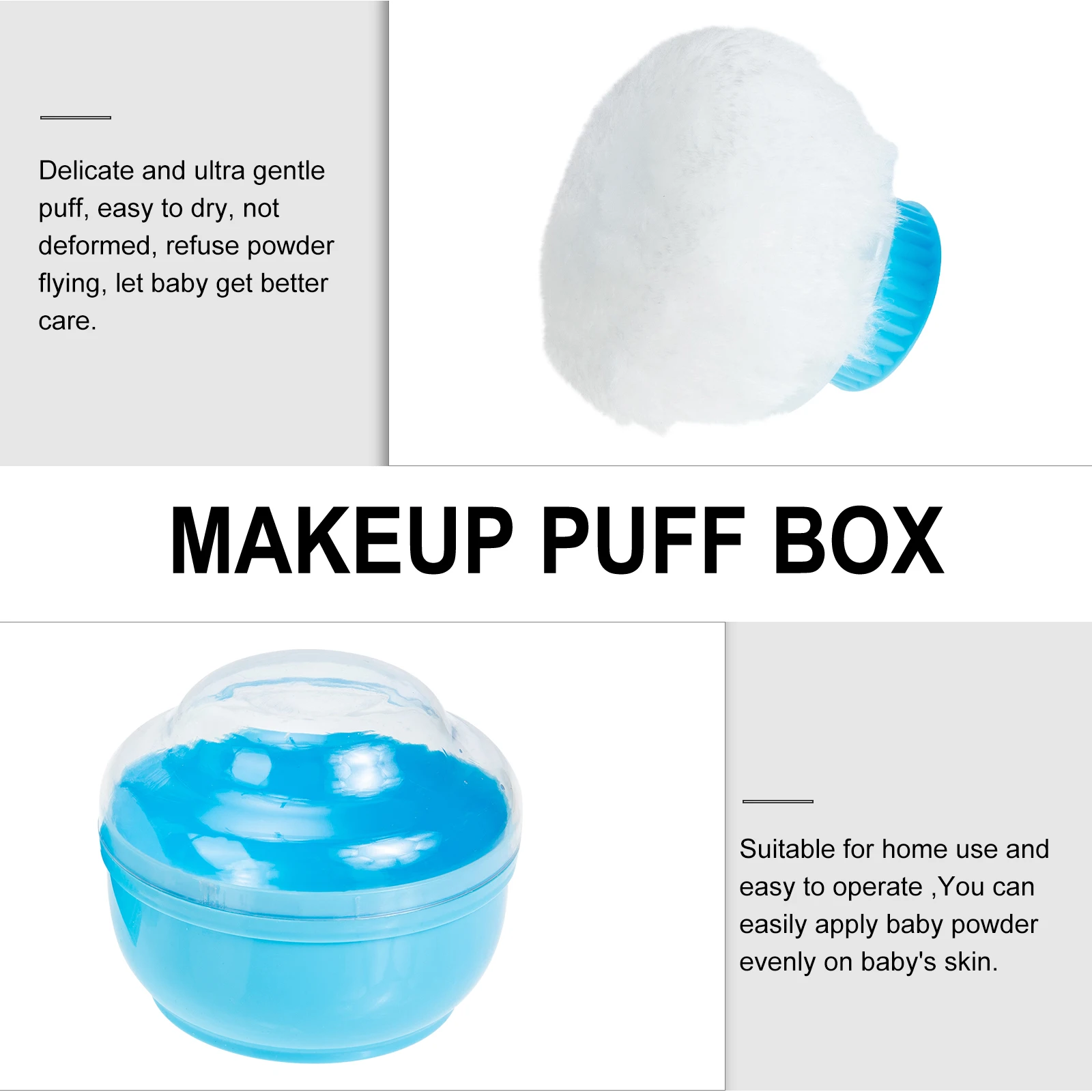 

2 Sets Box Storage Cases Delicate Makeup Puff Talcum Application Infant Handle Design Easy Use After Bath Summer