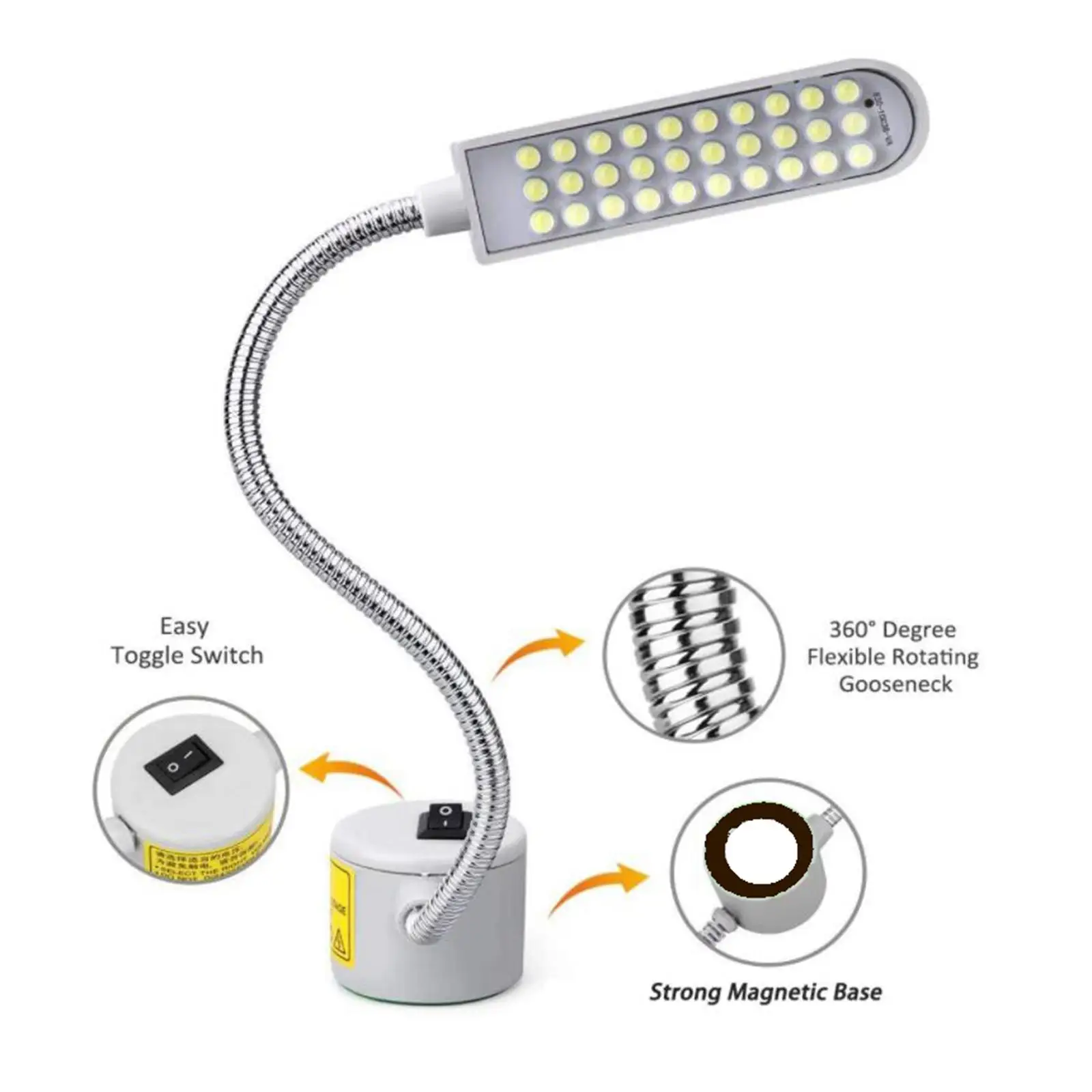 Flexible 30LED Sewing Machine Light EU Plug Eye Protection Bright Lamp Magnetic Base for Quilting