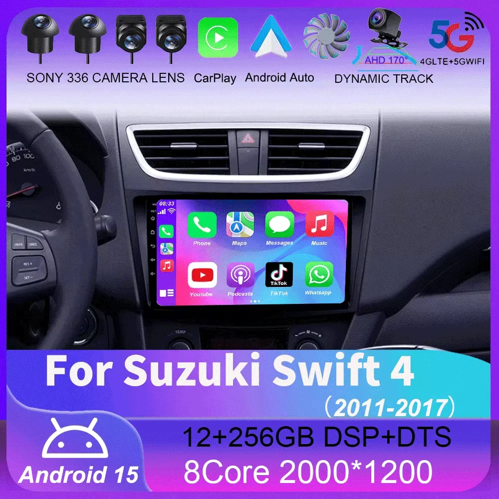 

Android15 For Suzuki Swift 4 2011-2017 Car Radio Head Unit Auto BT Stereo Multimedia Video Monitor GPS Navigation WIFI 4G DSP 4G