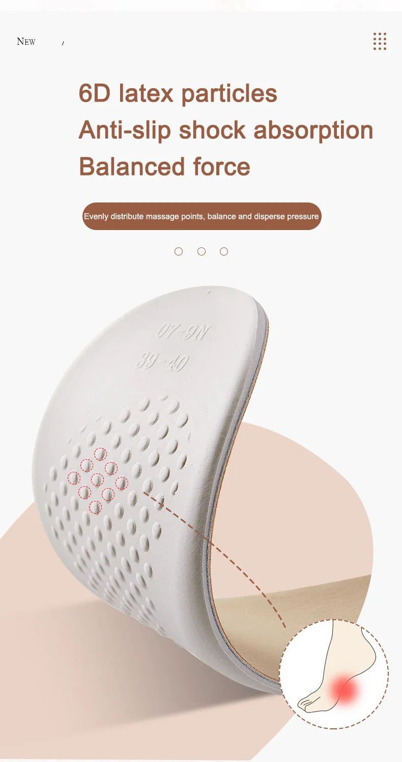 Latex Insole for Feet Leather Shoe Sole Inserts Soft Cowhide Sports Shock Absorbing Plantar Fasciitis Template Insoles for Shoes