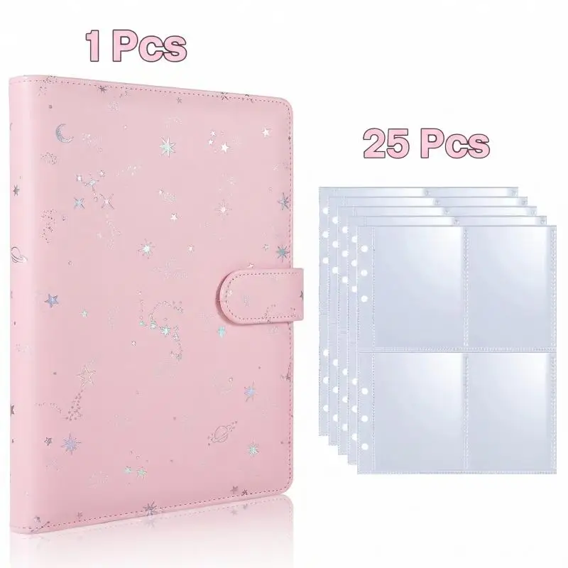 Koreanischer Ins-Style Star Sparkle A5 4-Fächer Fotoalbum, 3-Zoll Kleine Karten Idol Bildaufbewahrung Kpop Fotokarten-Sammelmappe