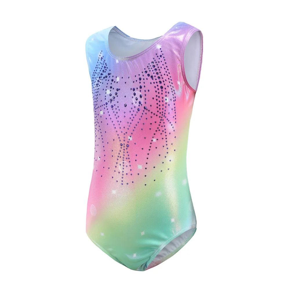 Gymnastics Leotards for Girls Bronzing Leotard Sleeveless Dancewear Girls Athletic Ballet Dance Dress Kids 5-14 Years