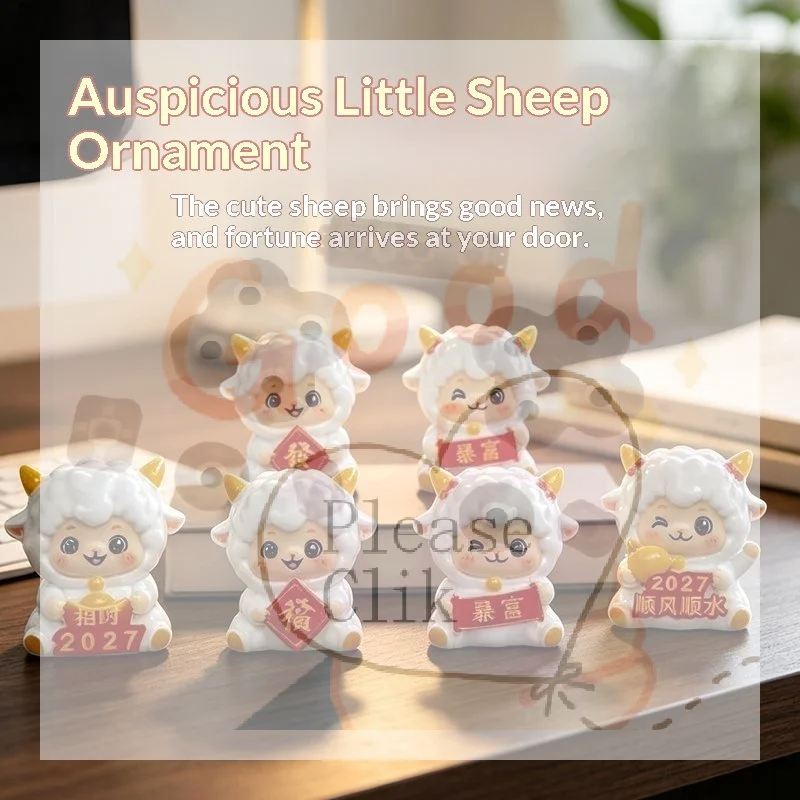【HG】Cute Lucky Sheep Figurines 2027 Year Of Goat Decor Resin Adorable Design Home Desktop Ornament New Year Gift