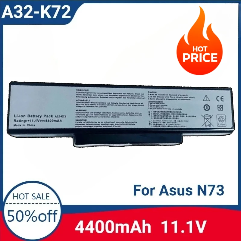 

Новый высококачественный аккумулятор для ноутбука A32-K72 для Asus N73 N73F N73G N73J N73JF N73JG N73JN N73JQ N73Q N73S N73SD N73SL N73SW N73V
