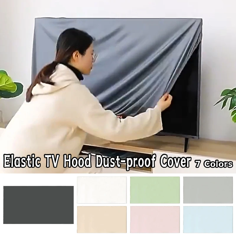 Solid Color Elastic TV Protective Cover, Universal Decorative Design, Suitable for Multiple Size LCD TV Protection