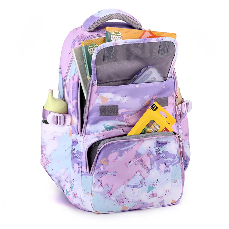 Mochila con estampado de camuflaje para niños, estuche de lápices primario con estampado de puntada de dibujos animados, bolso de hombro para niños