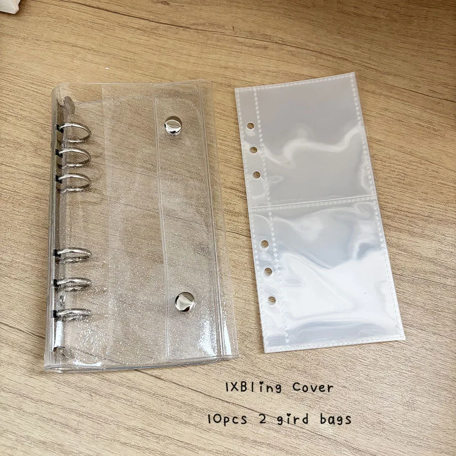 Schmaler A6-Einband für lose Blätter, 10 Stück, 1 Gitter, 2 Gitter, 7,6 cm große Aufbewahrungsbeutel, Postkarten-Ordner zum Sammeln von Büchern – Detail 10