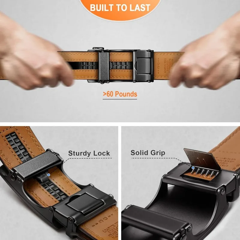 Men\'s leather belt new high-end youth automatic buckle Korean version business genuine cowhide versatile pants belt light luxury