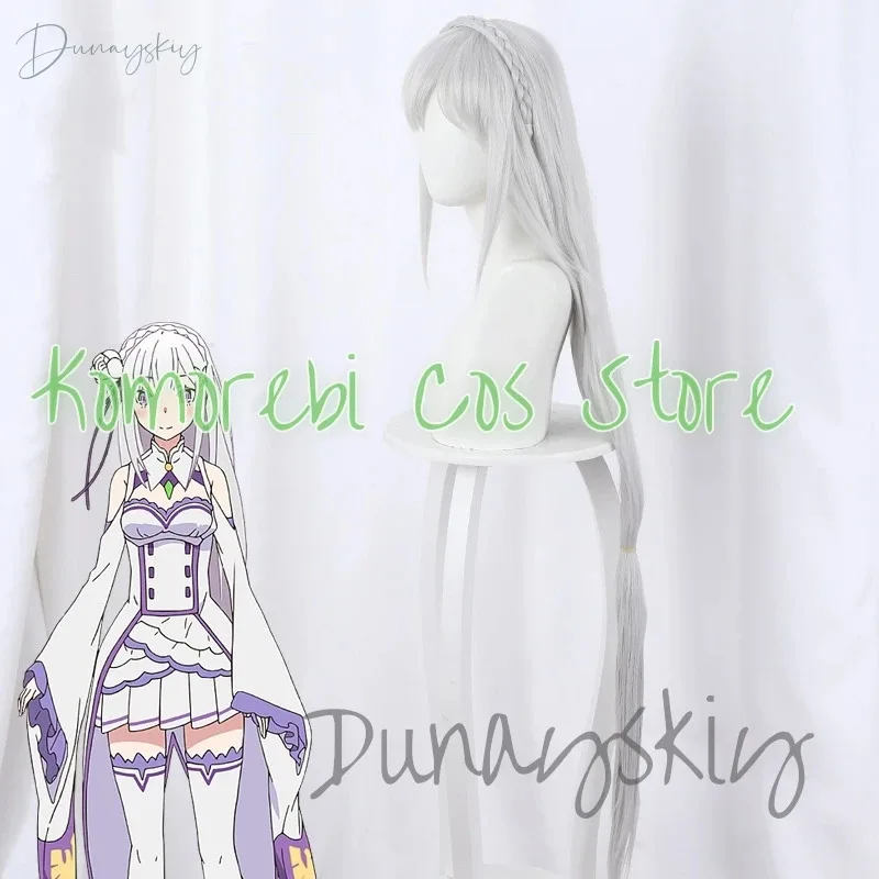 

COSda@Emilia Cosplay Wig Long Straight Wig Silver White Wig Cosplay Anime Cosplay Wigs Heat Resistant Synthetic Wig HalloweenCOS
