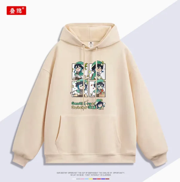 Anime Genshin Impact Barbatos Sudadera con capucha Cosplay Otoño Invierno hombres mujeres abrigo chaqueta suelta Tops