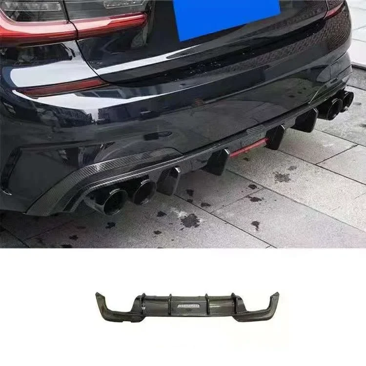 Body Parts TAKD Style Rear Bumper Lip For 2018-2020 BMW G20 G28 New 3 Series Carbon Fiber Rear Diffuser With Led