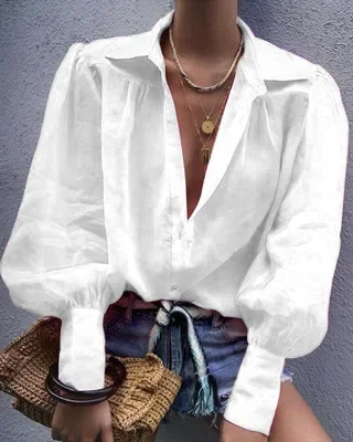 Lantern Sleeve Vintage Blouses Shirts For Women Spring Autumn Top Female Clothing Fashion Casual Blusas Femme 2025