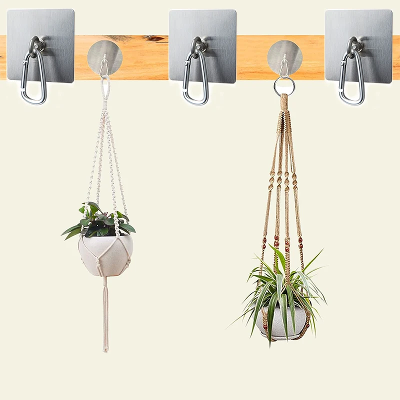 Nail-Free Wall Hook,Stainless Steel Ceiling Hooks,Heavy Duty Adhesive Hooks, No Drill Hanging Hooks for Lanterns,Plants,Hammocks