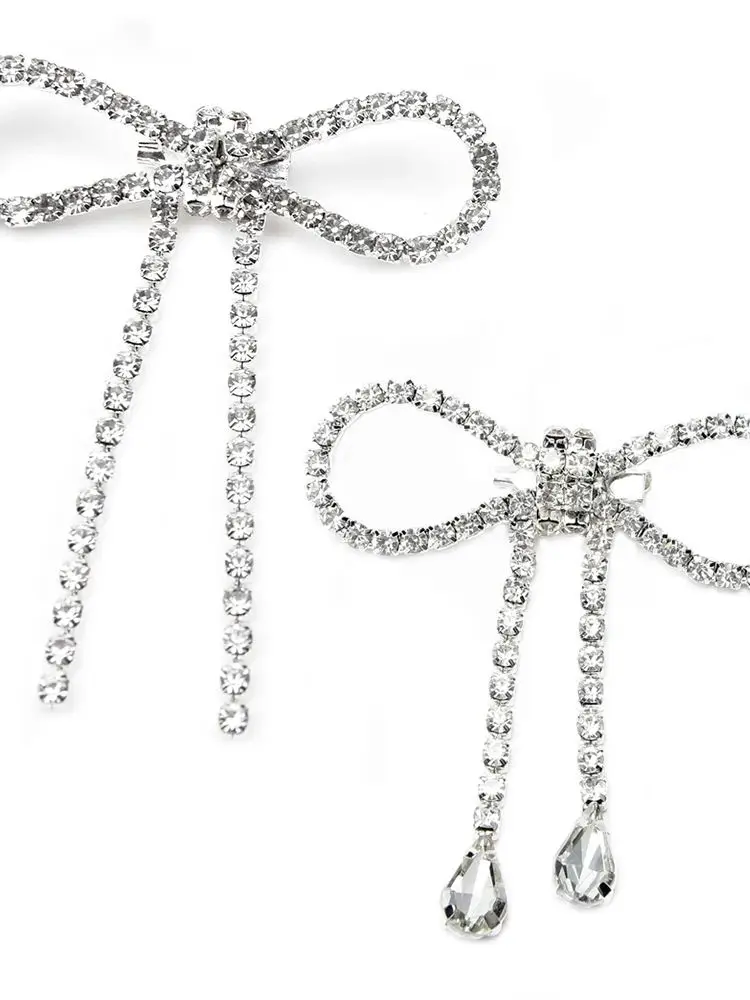 5 sztuk jasny kolor Rhinestone łuk broszki dla kobiet kryształ Bowknot Pin biżuteria do ubrania DIY aplikacja akcesoria ślubne — zdjęcie 2