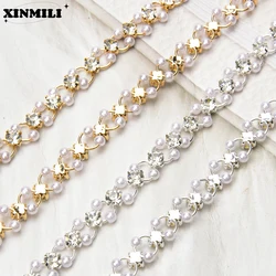 Cerchio perla strass fiore catena abbigliamento scarpe borse decorazione cristallo taglio capelli fai da te accessori da sposa