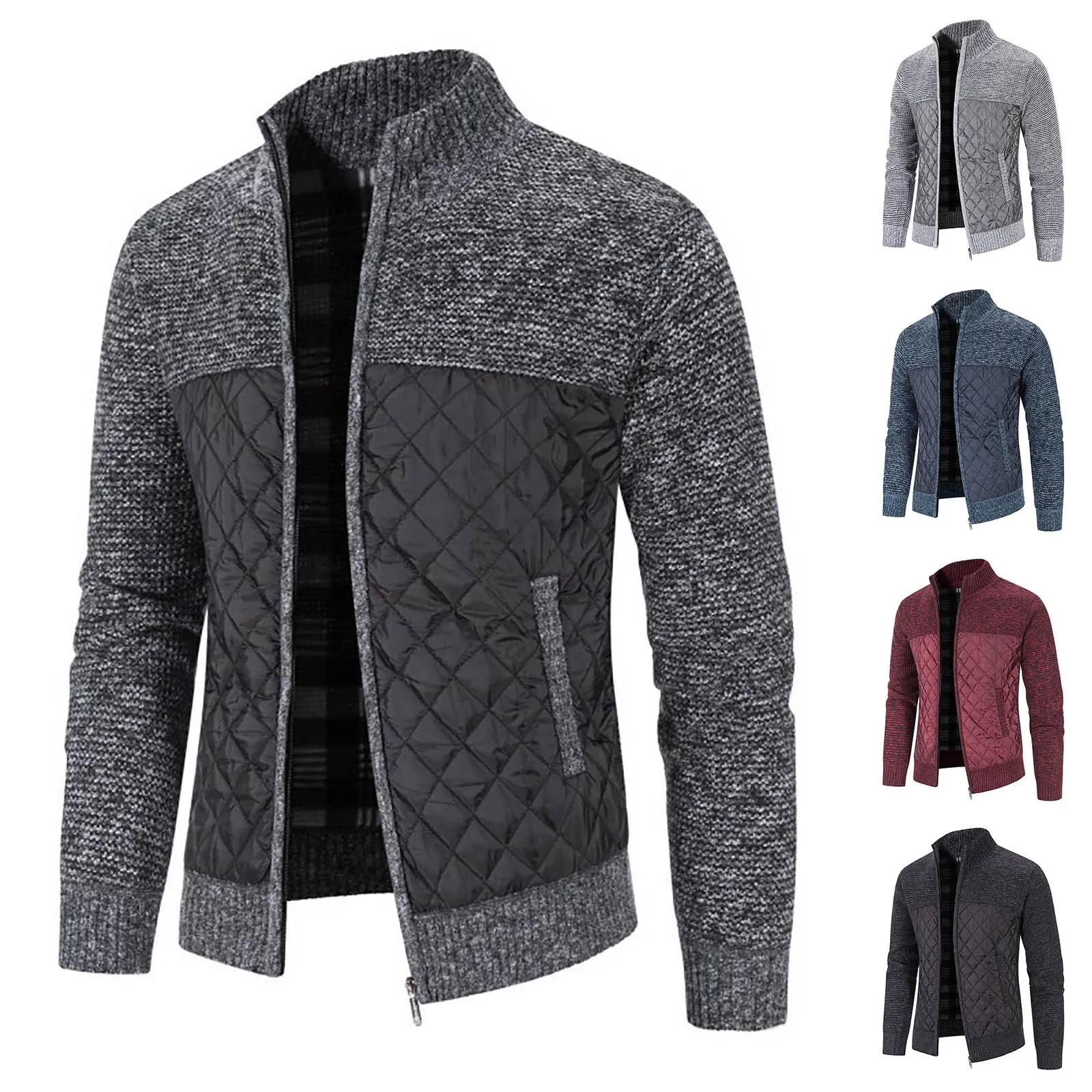 Cardigan à fermeture éclair pour hommes, pull à col montant, veste en peluche épaissie, pull en tricot d'affaires décontracté, Y-Fashion