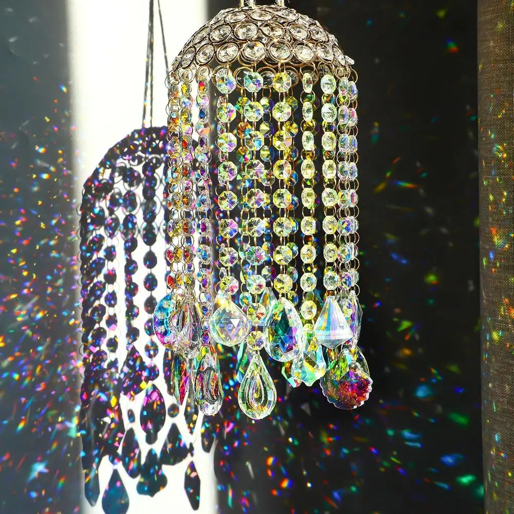 

Crystal Chlier Wind Suncatcher Pendant, Aurora Light Catcher or Window Indoor Outdoor Ornament, Git or Mothers Day Chrisas Day