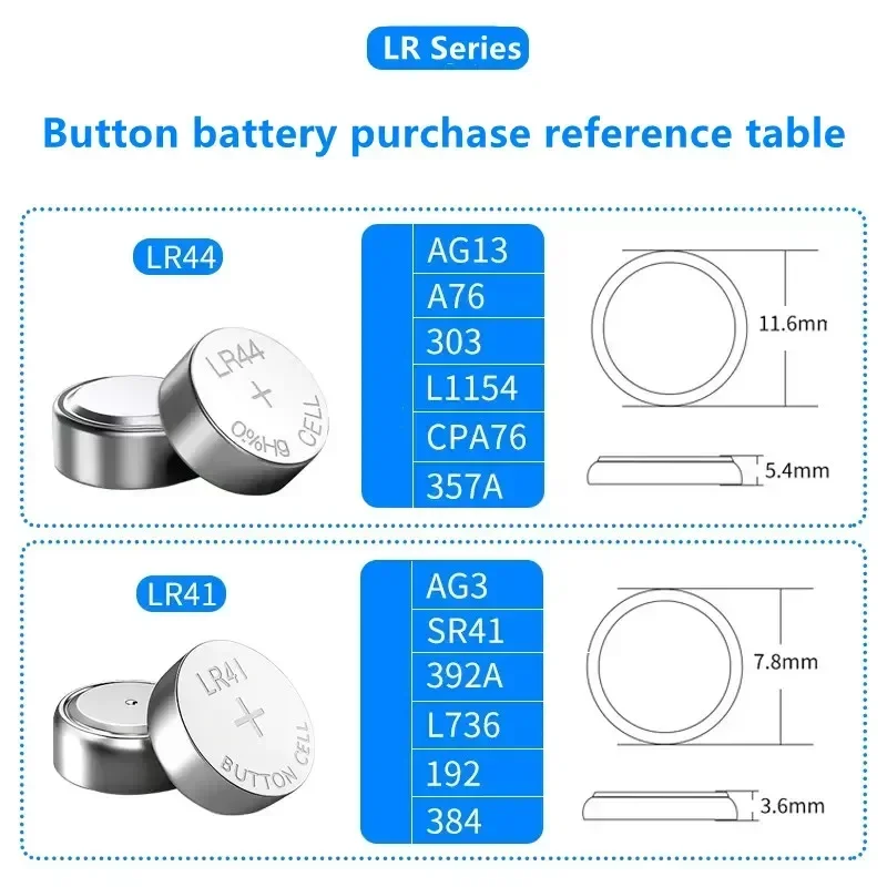 2024 Cell Coin Lithium Battery AG3 1.55V Button Batteries SR41 192 L736 384 SR41SW CX41 LR41 392 Lamp Chain Finger Light Watch