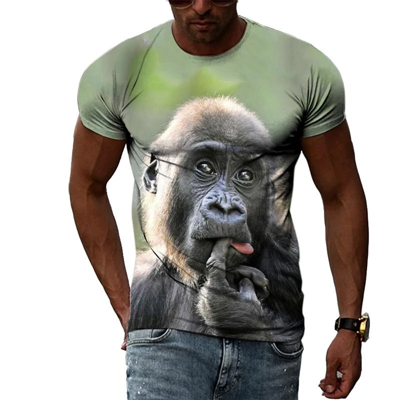 Funny Creation Animal T-shirt Men's Clothing Fashion Short Sleeve Round Neck Tees Tops 3D Printed Unique Design Cute T Shirts