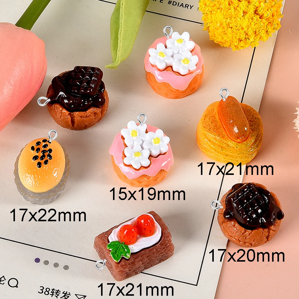 10PCS Shiny Flower Cake Series Flat Back Charms For Earrings Bracelet Hairpin DIY Jewelry Pendants Decoration Accessories