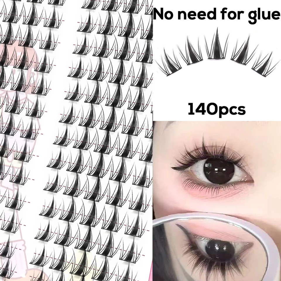 Kit de 140 pestañas postizas coreanas tipo racimo, perfecto para maquillaje cosplay y ojos de gato largos y naturales 6
