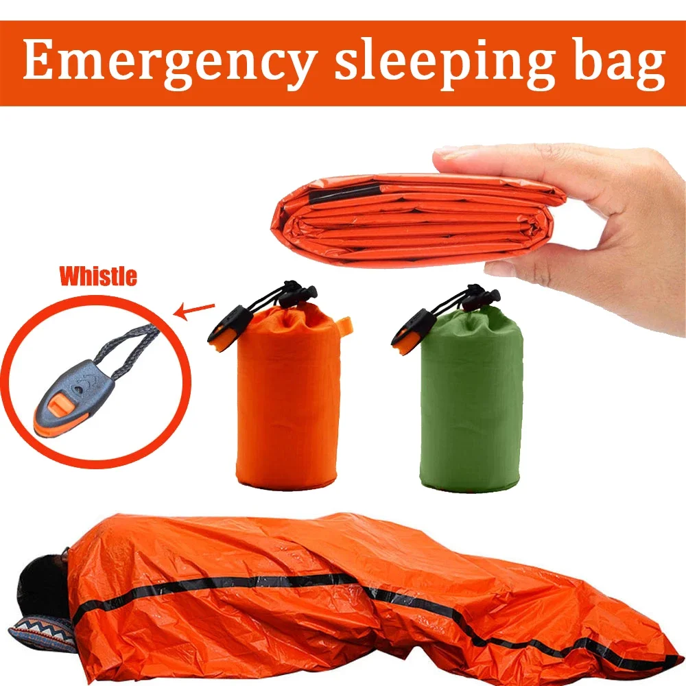 

Portable Waterproof Emergency Survival Sleeping Bag Outdoor Edc Camping Gear Thermal Sack First Aid Rescue Kit Mylar Blanket Cpr