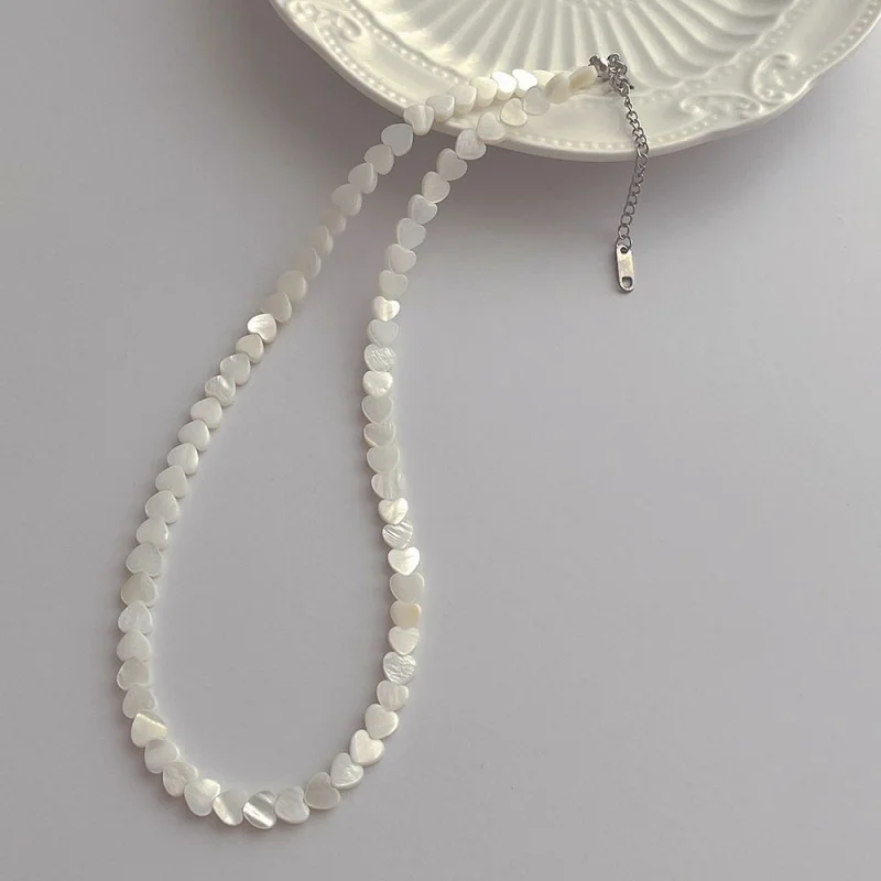 Moda nuevo diseño Simple 6mm Shell Love Beach Vacation Style versátil Women's Collarbone collar joyeria regalo