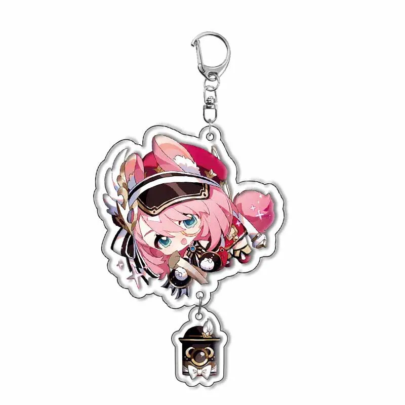 Cute Anime Genshin Impact Charlotte Navia Neuvillette Clorinde Freminet Wriothesley Klee Lynette Furina Acrylic Keychains Figure