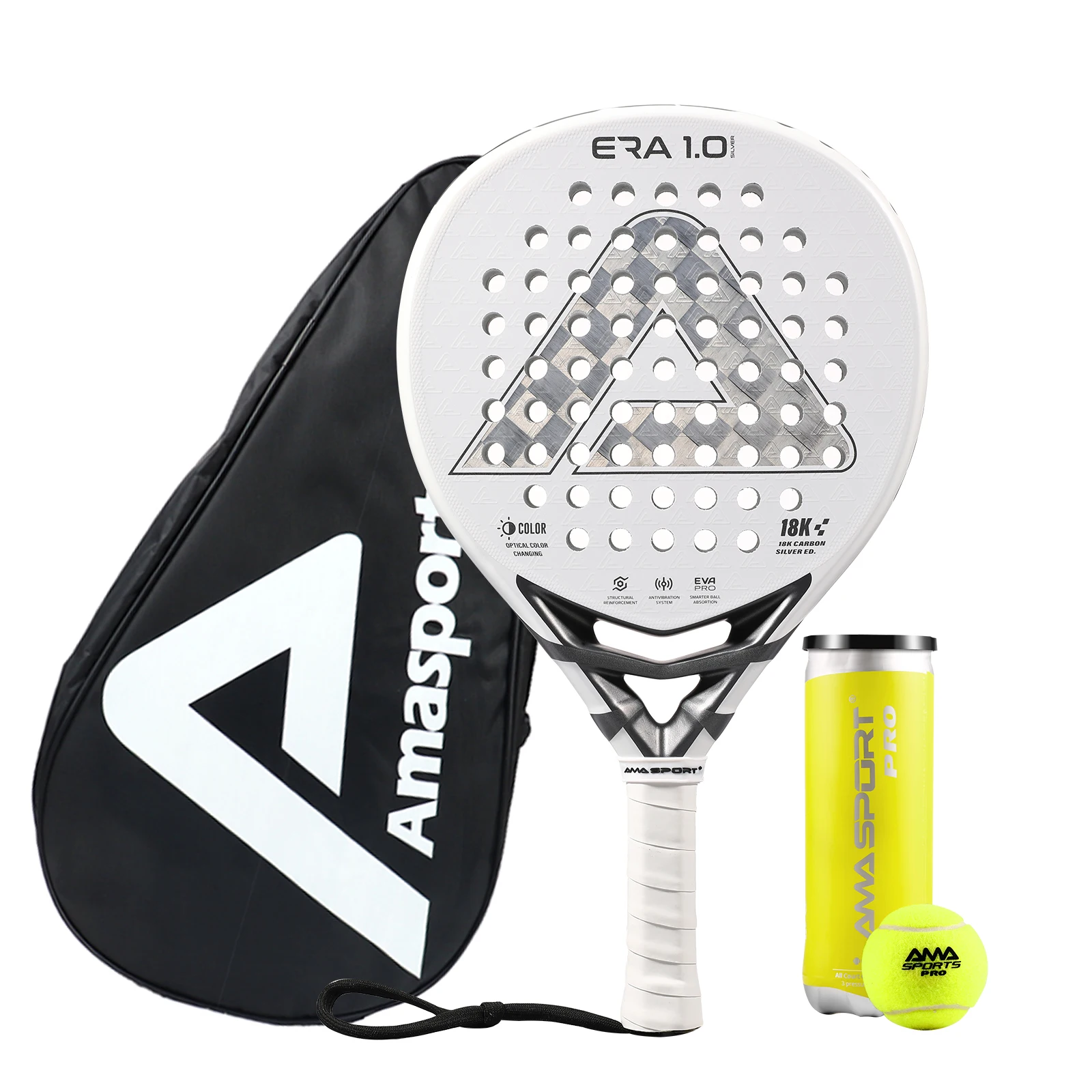 توفر شريط هجين لمضرب باديل من الفضة الكربونية عيار 18 قيراط من AMASPORT تحكمًا وتحملًا تقديميًا للمنافسة الاحترافية #1