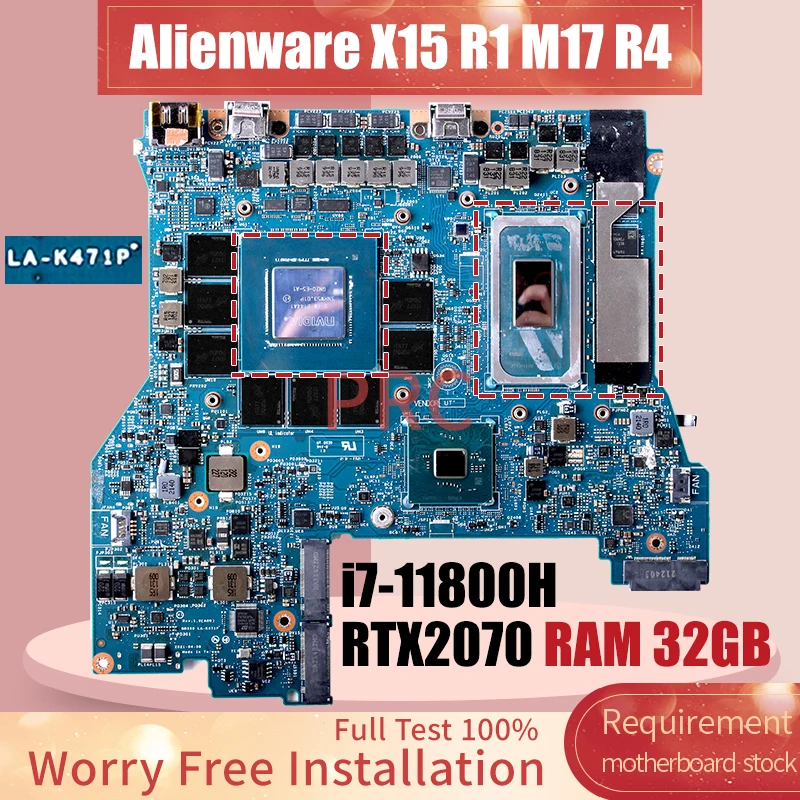 LA-K471P For DELL Alienware X15 R1 M17 R4 Laptop Motherboard 0XDWN8 i7-11800H GN20-E5-A1 RTX2070 RAM 32G Notebook Mainboard